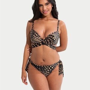 Bare Necessities Black and Tan Geometric Bikini wrap. Top only nwt